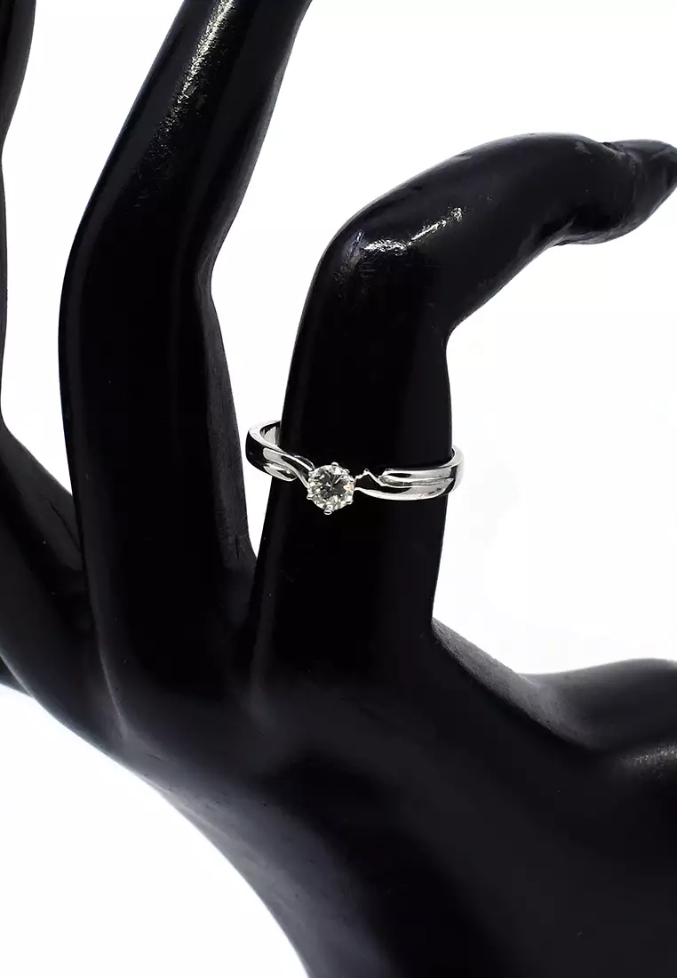 14K Locally Made White Gold Lady Ring with Diamonds