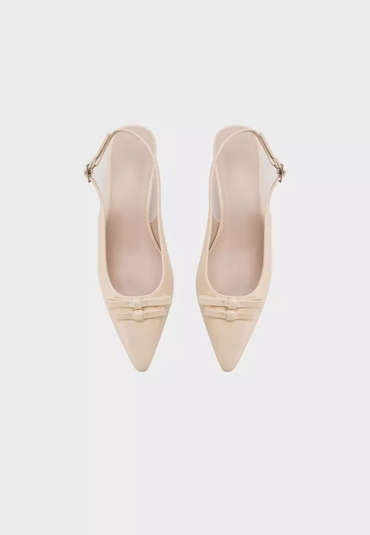 POINTY TOE SLINGBACK HEEL WITH BOW