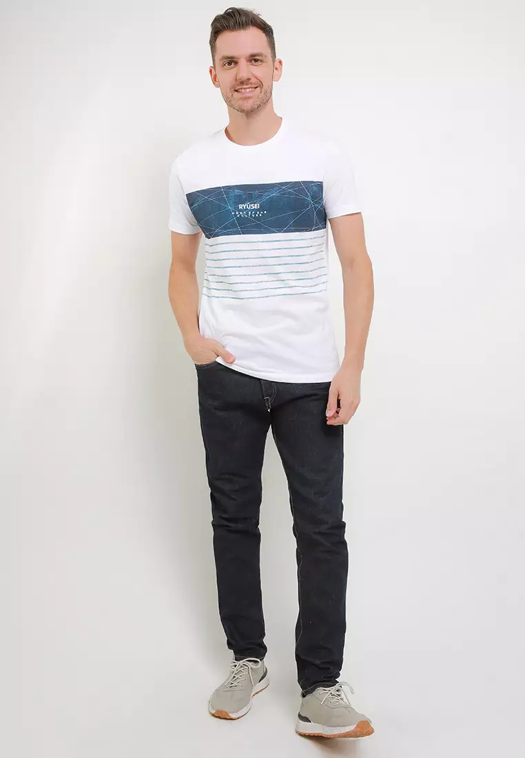 Ryusei Tshirt Takatoshi Stripe White