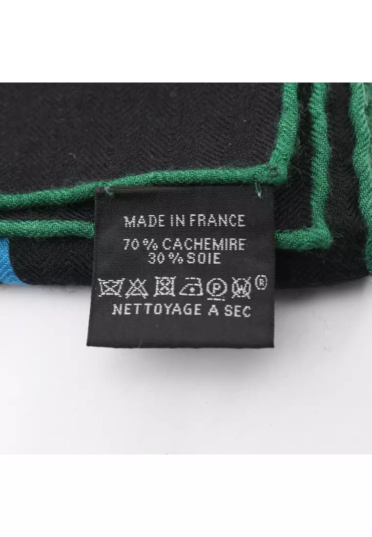 Pre-Loved Hermès Carréjean carres 140 Carre Geant LISTE EN CHAINES scarf shawl cashmere silk black multicolor