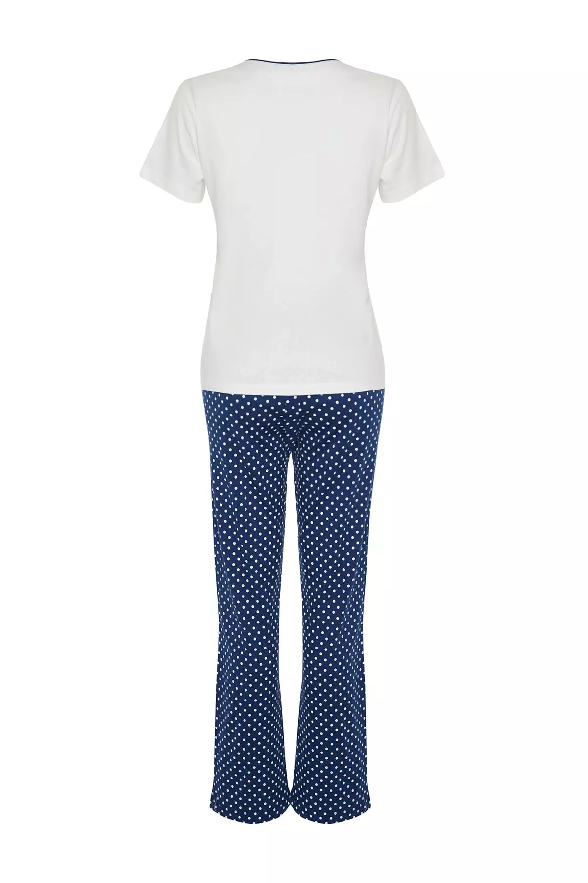White-Multi Color Cotton Polka Dot Knitted Pajamas Set THMSS24PT00323