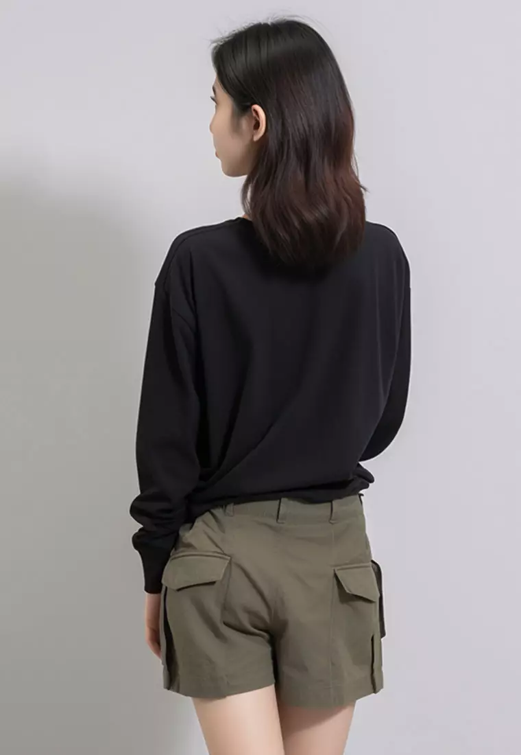 LTF40 kaos lengan panjang wanita long sleeve LV "teddy bear katakana" hitam