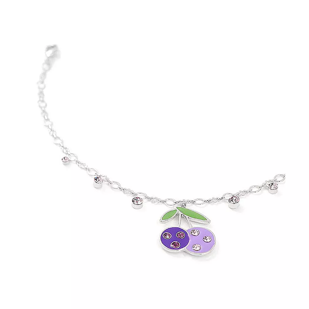 Cutie Purple Berry Anklet with Purple Austrian Element Crystals
