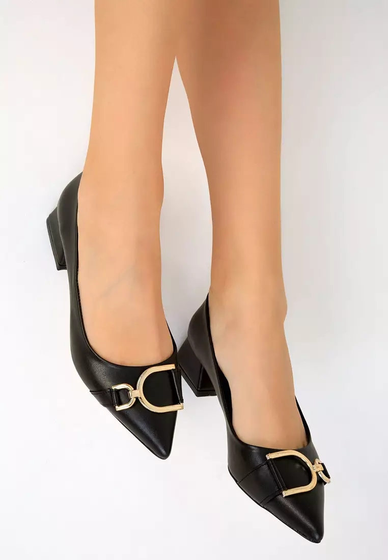 Women's Black Classic Heeled Shoes - 19548
