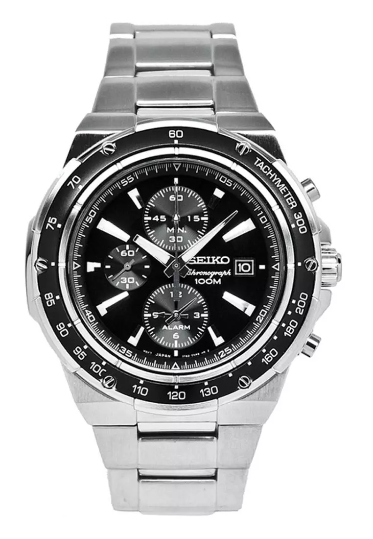 Jam Tangan Pria Seiko Chronograph Original Garansi Resmi Strap Stainless Steel Silver SNAD83 SNAD83P1 Silver