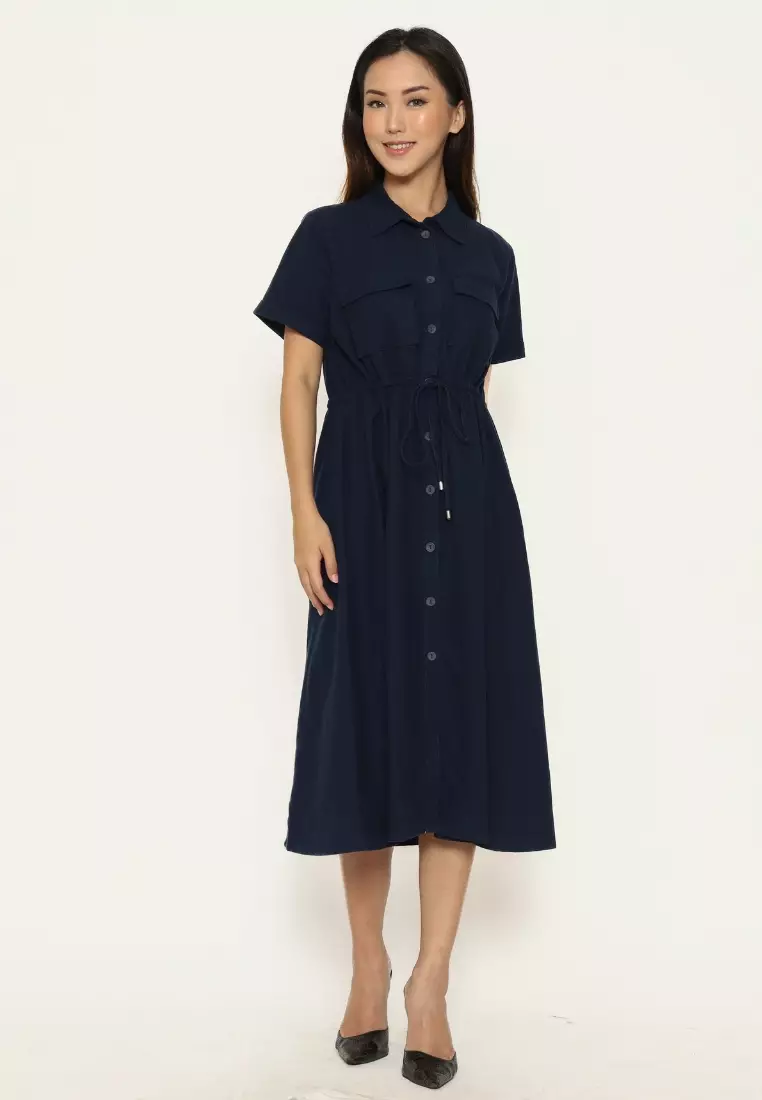 Urban Exchange Diana Dress Navy - Midi Dress Navy