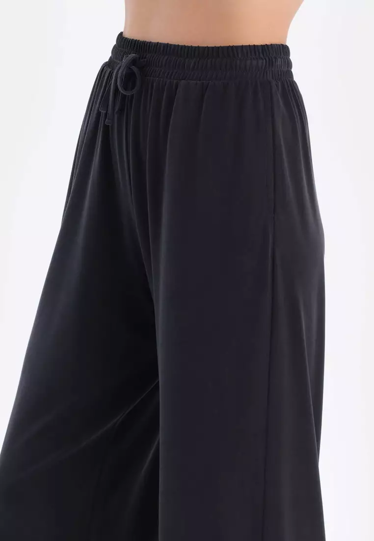 Black Trousers, Regular, Long Leg, Loungewear for Women