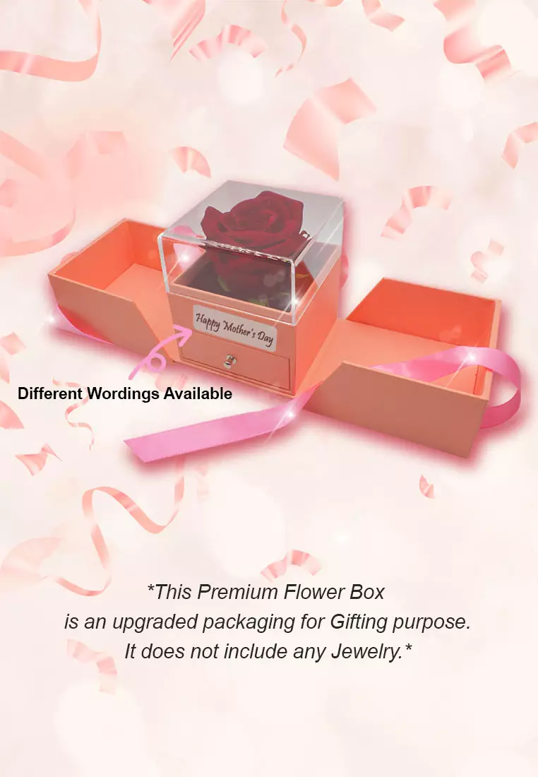 SO SEOUL Lovely Flower Box with Artificial Rose in Cube Jewelry Gift Box - Gift for Girls