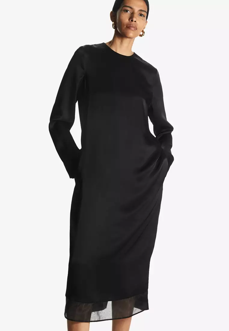 Buy COS Organza-Panelled Midi Dress 2024 Online | ZALORA Singapore
