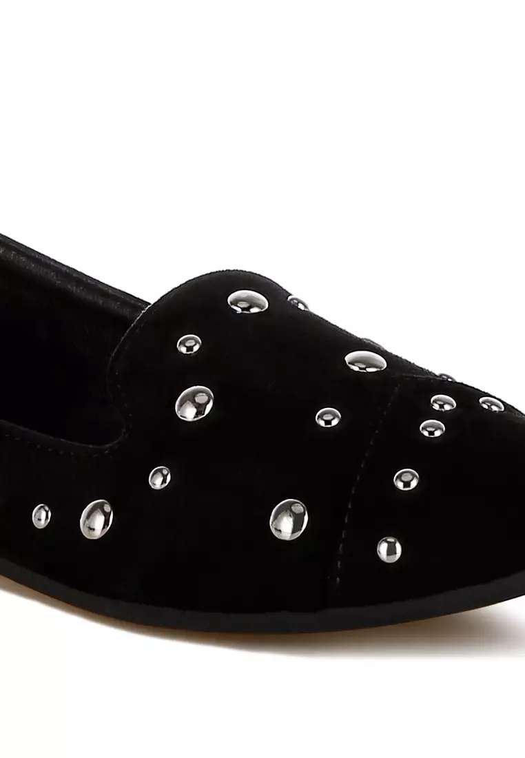 Stud Embellished Ballet Flats in Black
