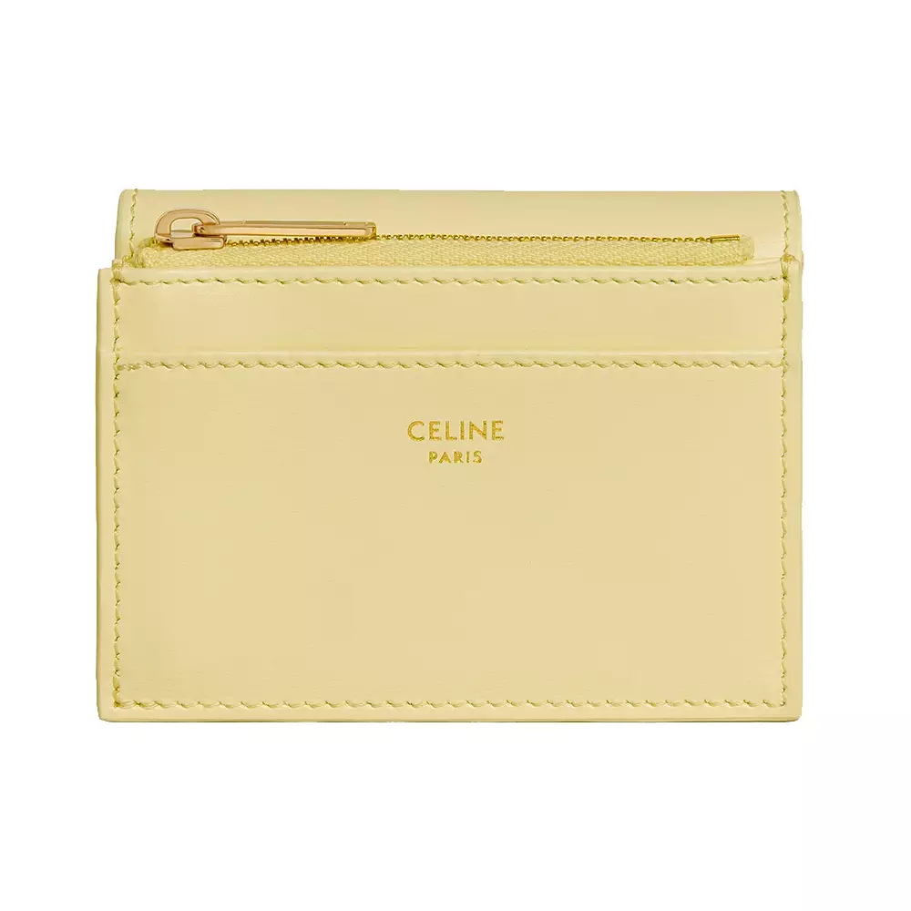 Celine Compact Wallet Triomphe/Shiny Calfskin/Black