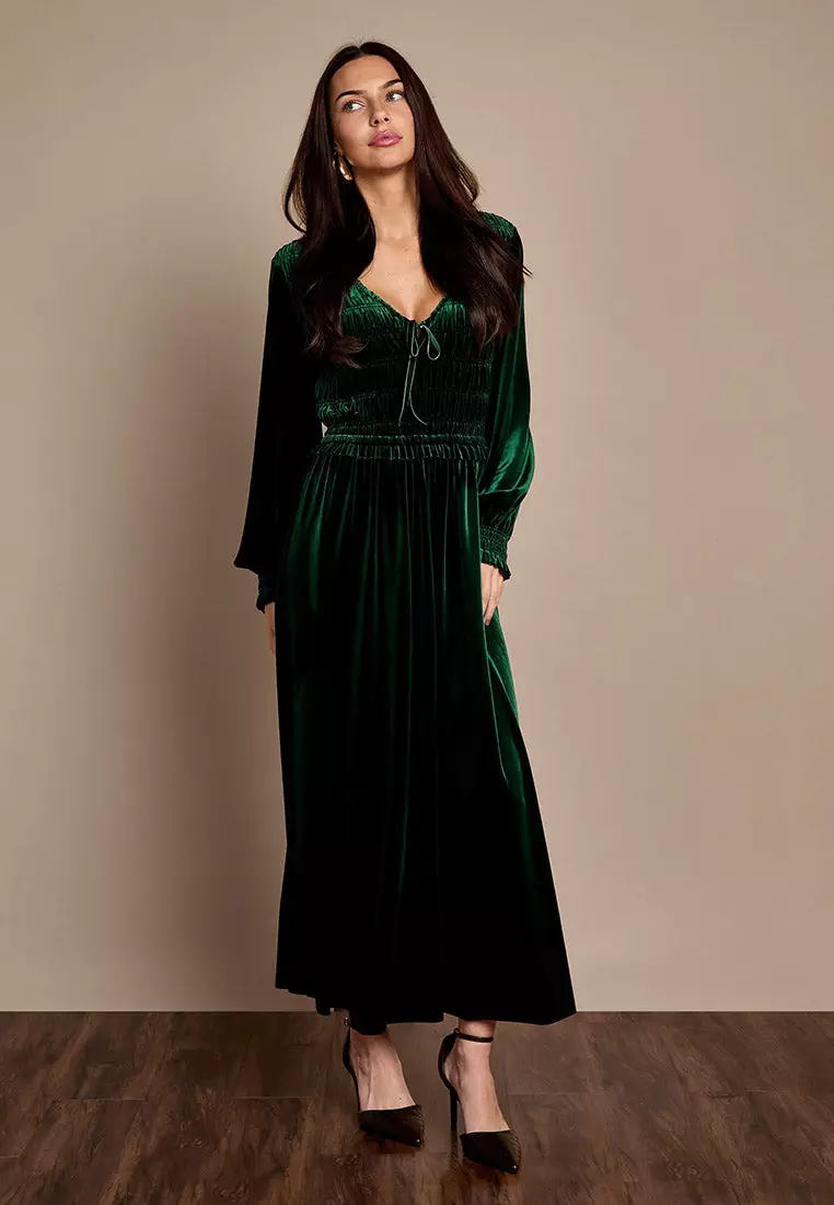 Buy GWD GWD Emerald Green Velvet Lydia Maxi Dress 2026 Online | ZALORA  Philippines