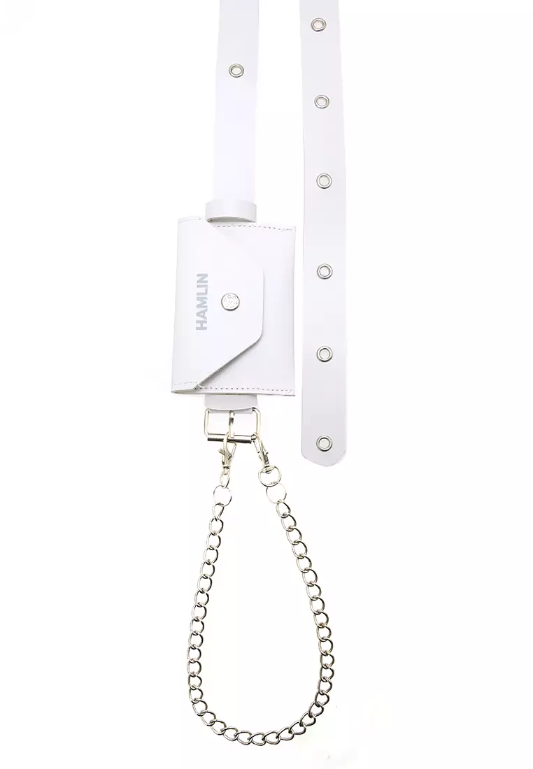 Imani Ikat Pinggang Wanita with Mini Wallet Multifunction Material Leather ORIGINAL - White