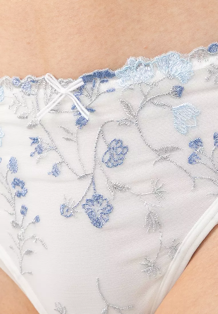 Margot Embroidered Mesh G String Brief