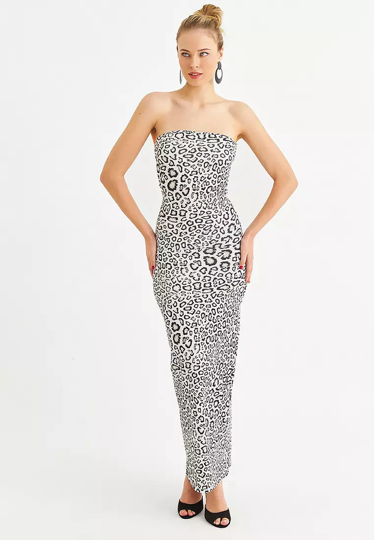 Strapless Slit Maxi Dress