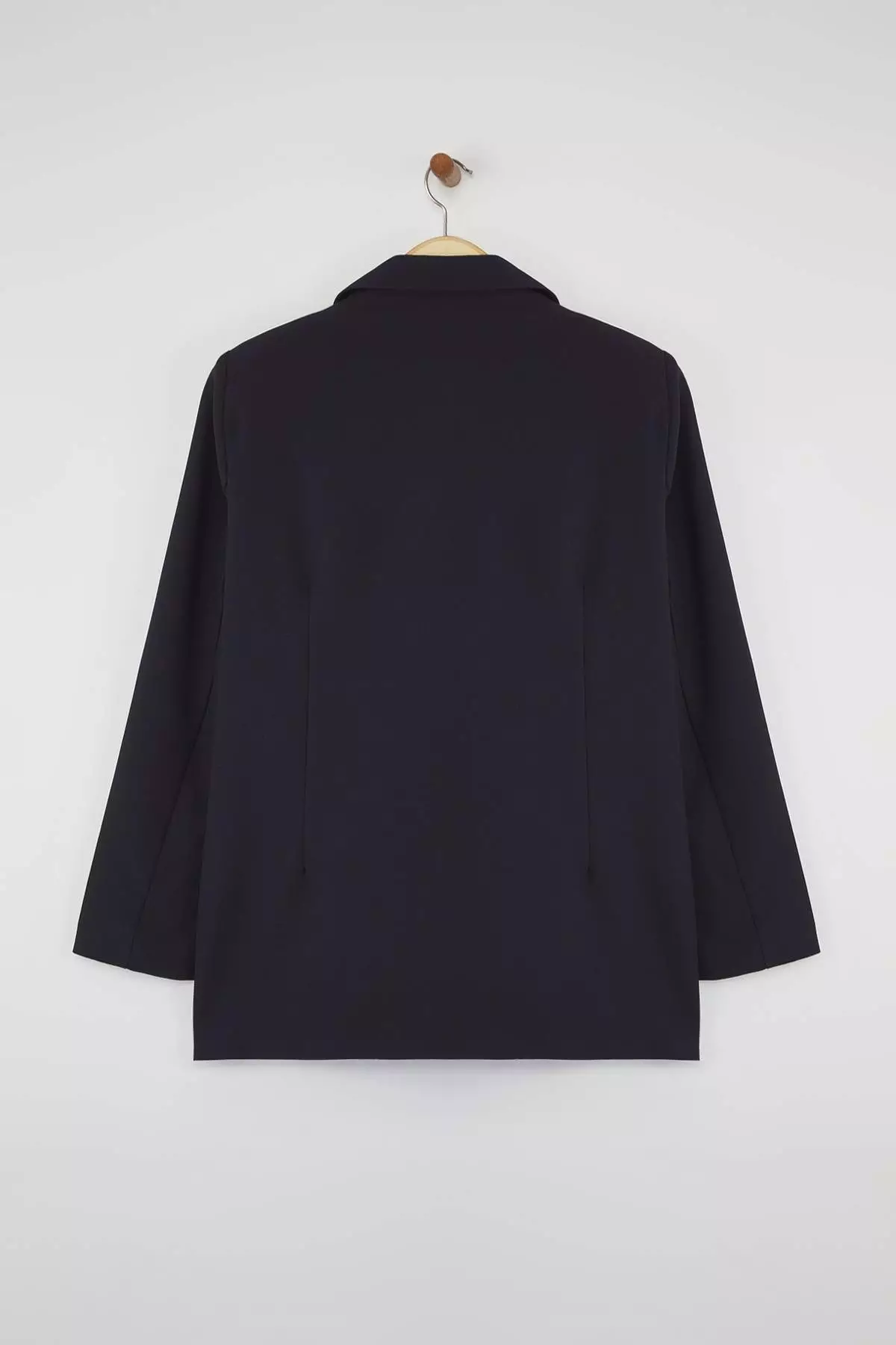 Navy Blue Lined Double Breasted Woven Blazer Jacket Tbbaw26Ag00011