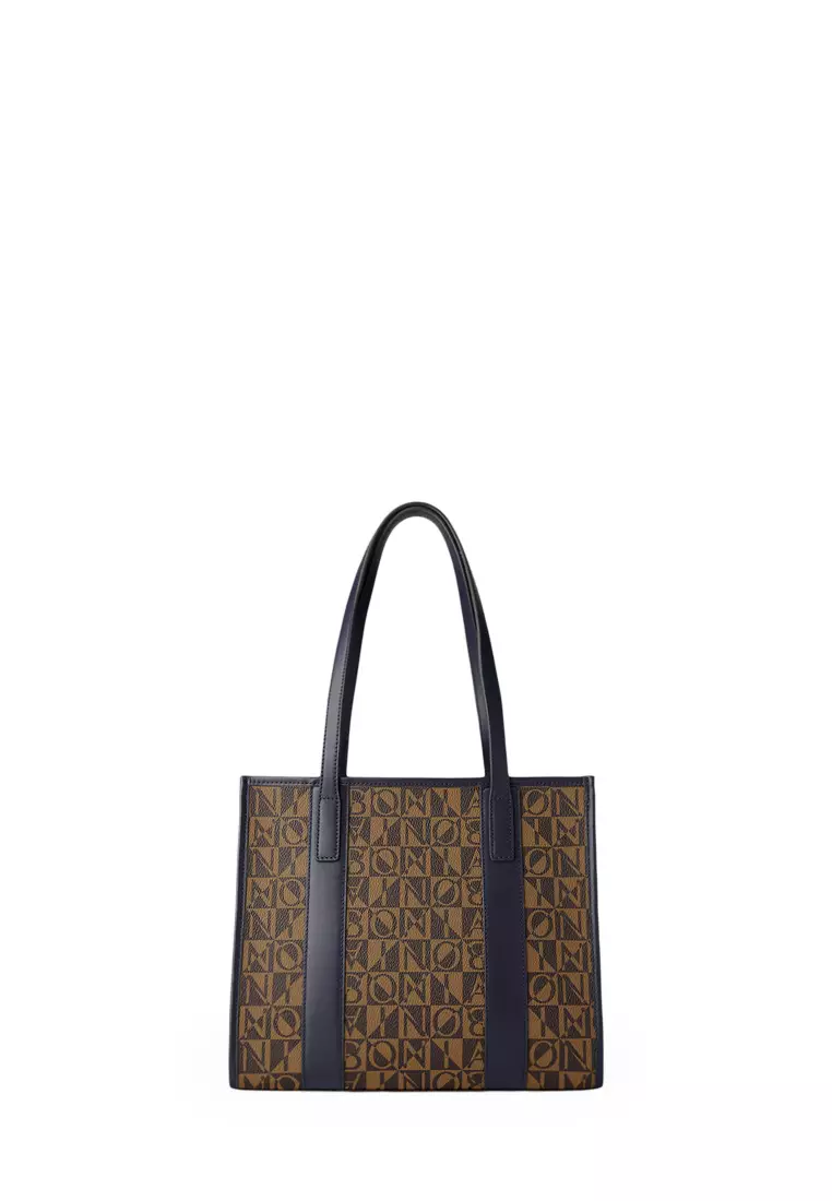Bonia Navy Jolana Small Monogram Tote Bag