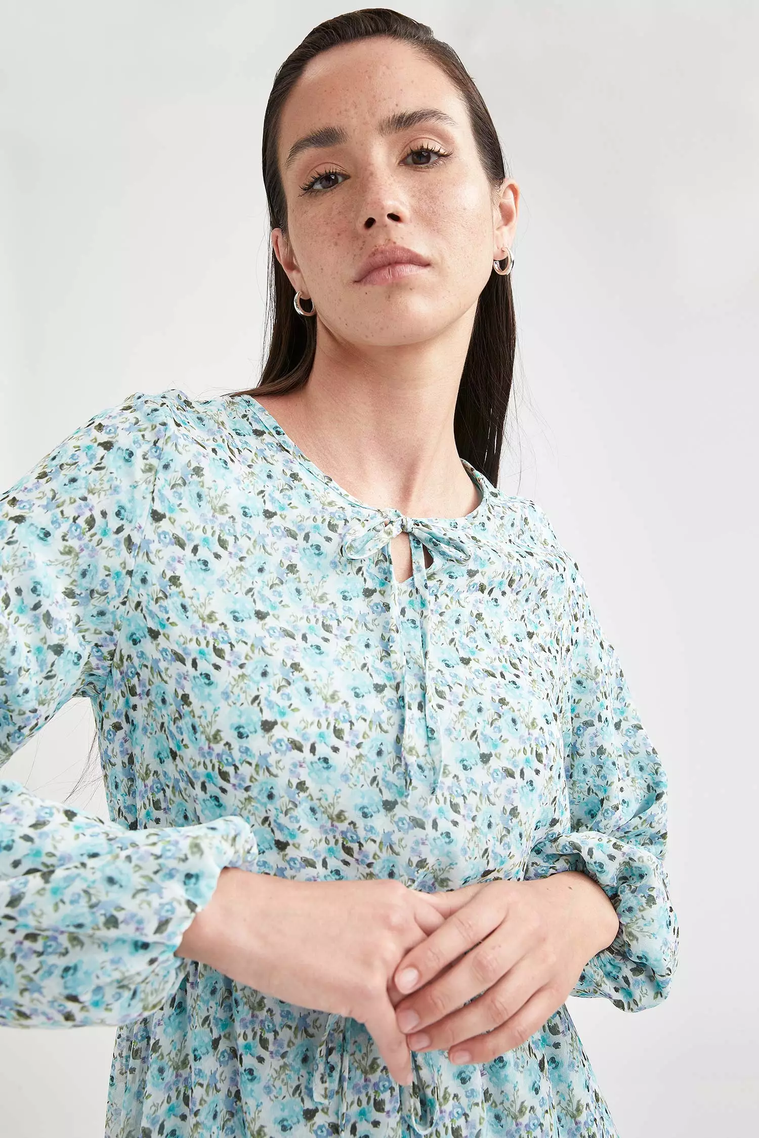 Buy DeFacto Floral Patterned Flywheel Detailed Relax Fit Maxi Dress