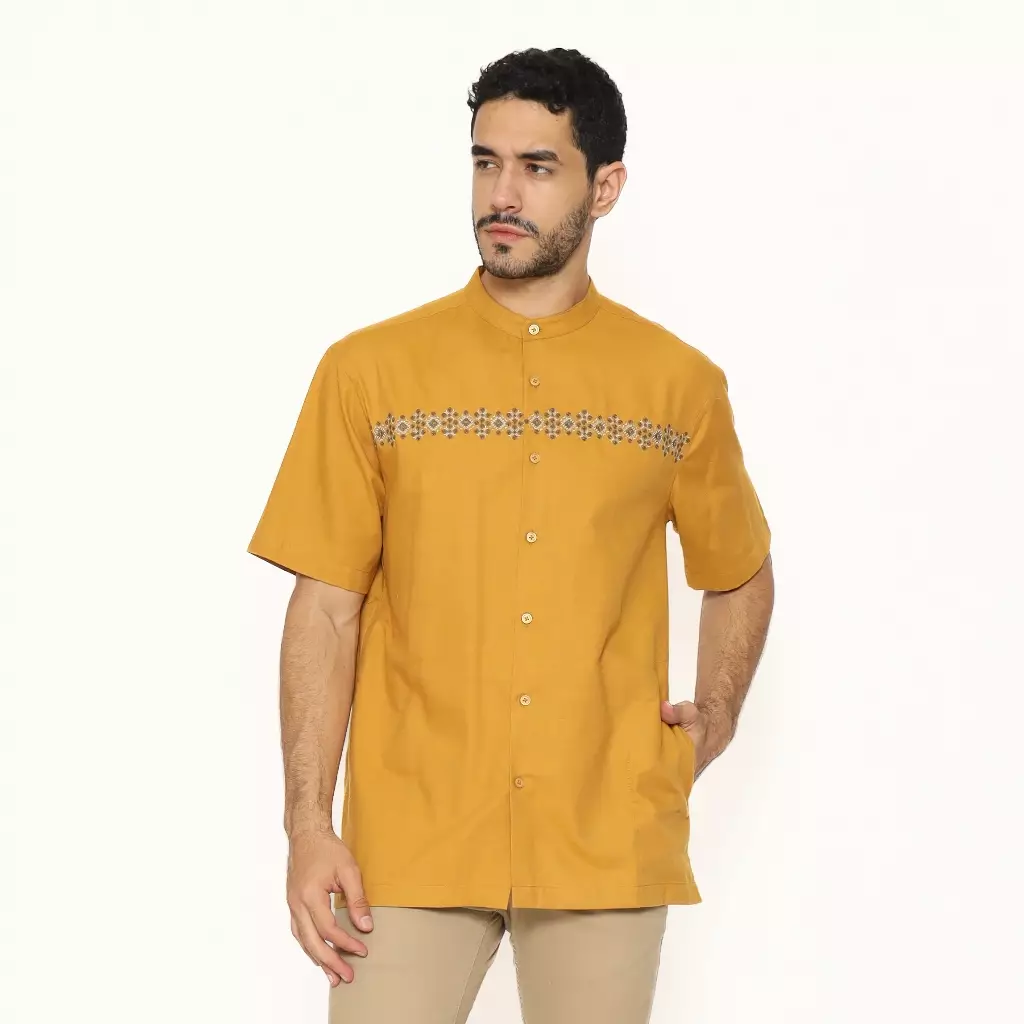 AMK Kemeja Koko Pria Lengan Pendek KK SALIM S/S Camel