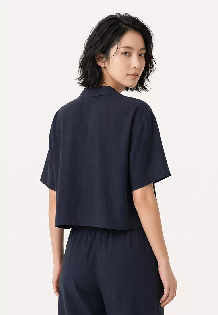 Loose Fit Jacket Lapel Modal Short Sleeve Shirt F0399Ax25Sp