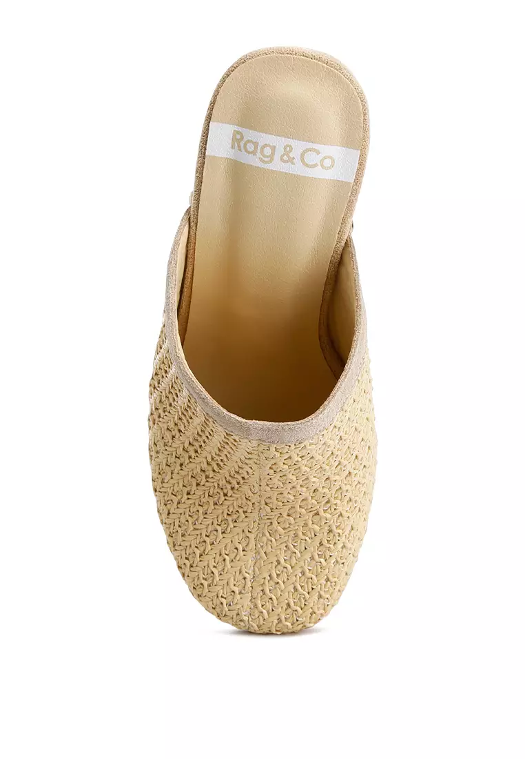Natural Raffia Platform Clogs