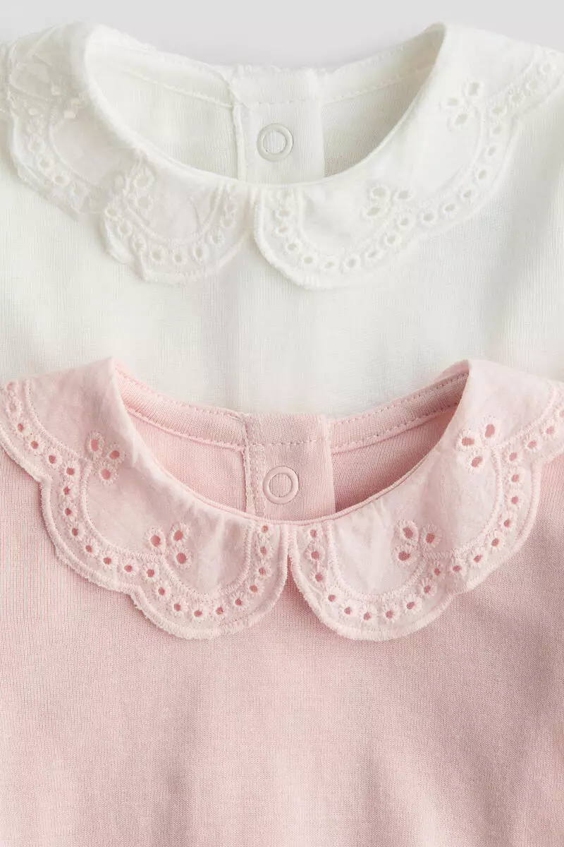 2-pack embroidery-detail bodysuits