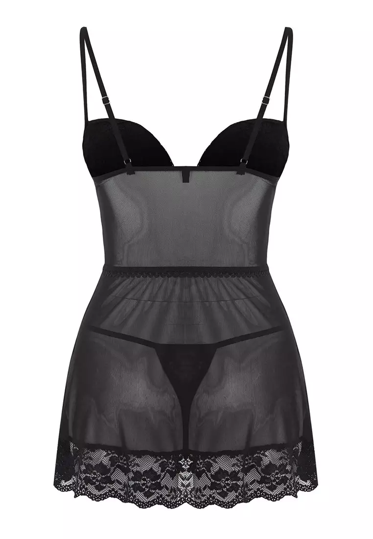 Buy Trendyol Black Lace And Stripe Detailed Tulle Covered Pantyhose  Babydoll/Fantasy Nightgown Thmaw26Cy00002 2026 Online | ZALORA