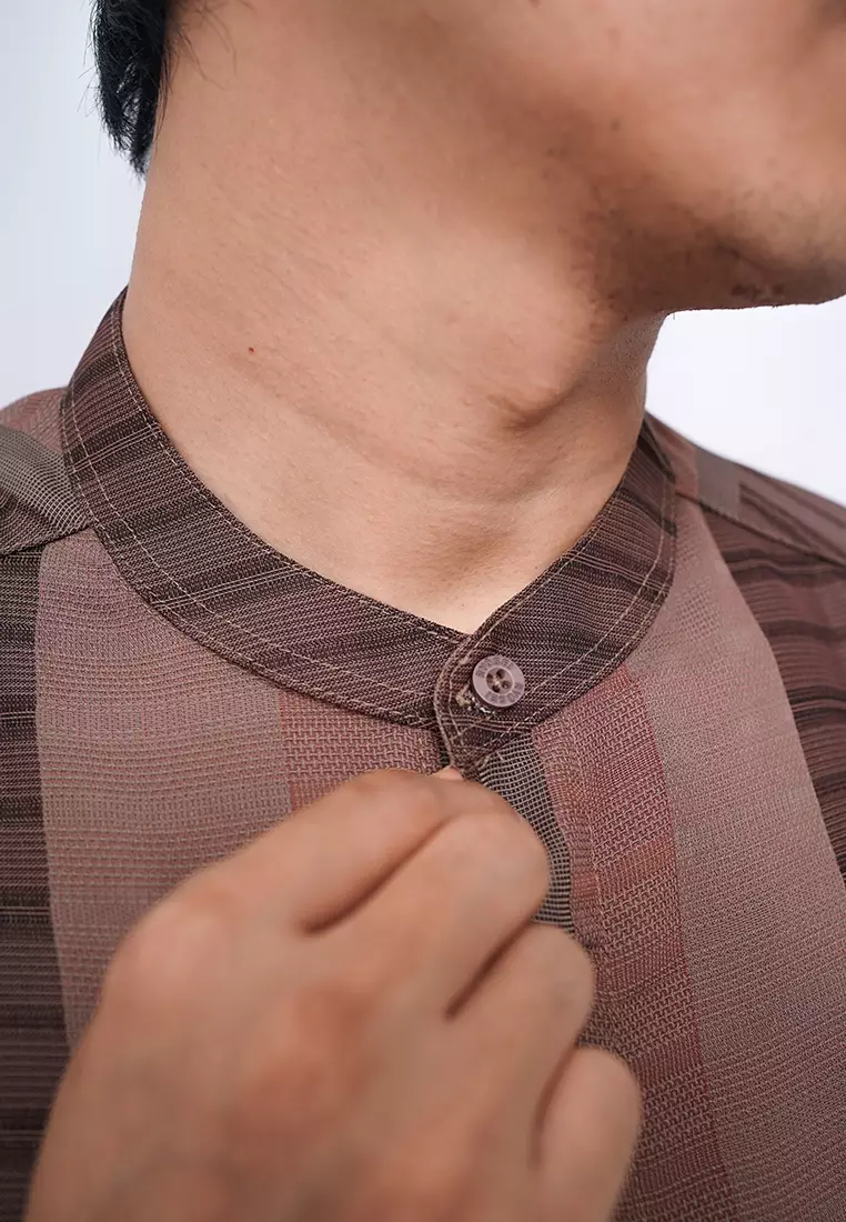 Ryusei Kemeja Kerah Koko Lengan Pendek Yahata Almondine