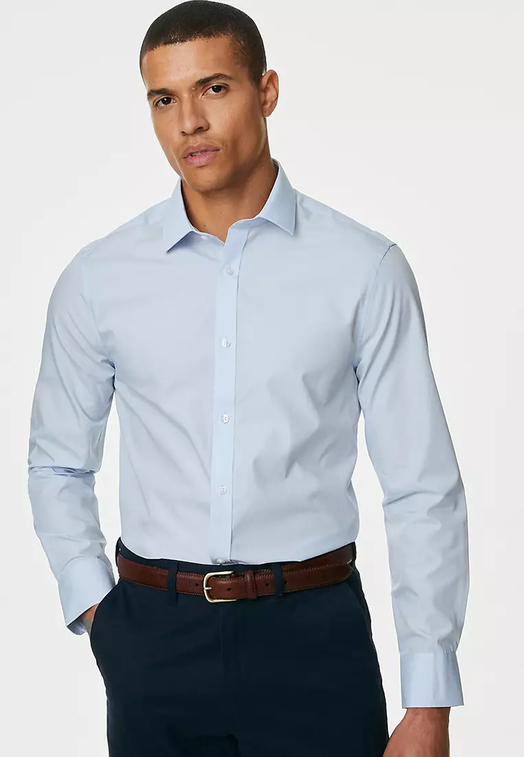 3pk Slim Fit Cotton Blend Long Sleeve Shirts