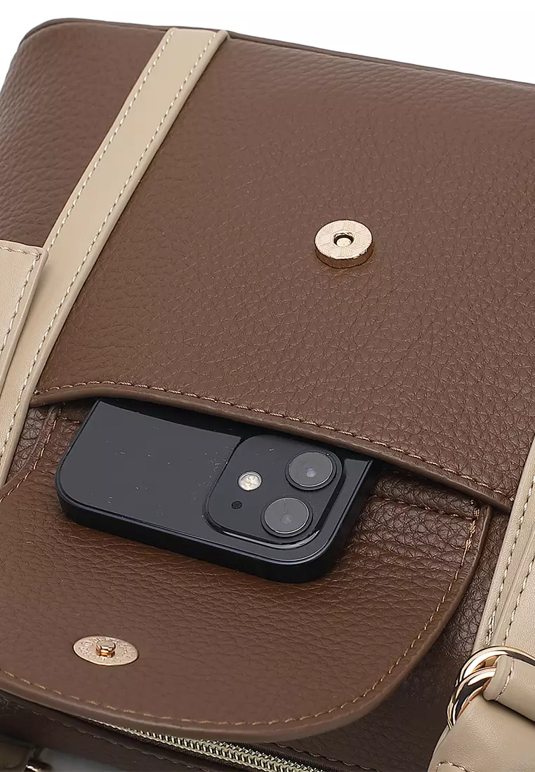 Women's Top Handle Bag / Sling Bag / Crossbody Bag / Shoulder Bag (Tas Tangan Wanita / Tas Selempang Wanita / Tas Bahu Wanita) - Cokelat