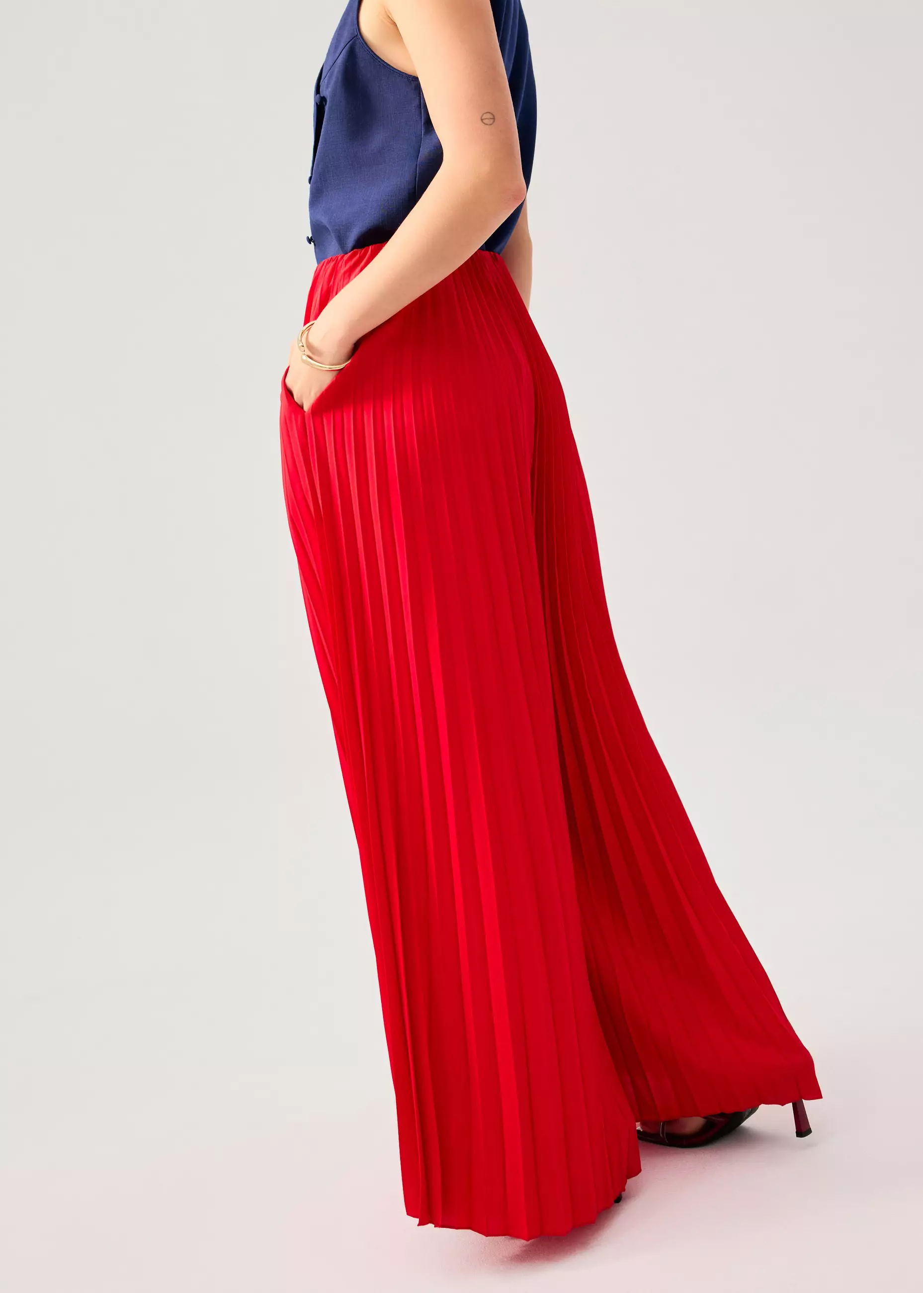 Celana Panjang Wanita - Leggy™ Wei Elastic Sunray Pleated Palazzo Pants