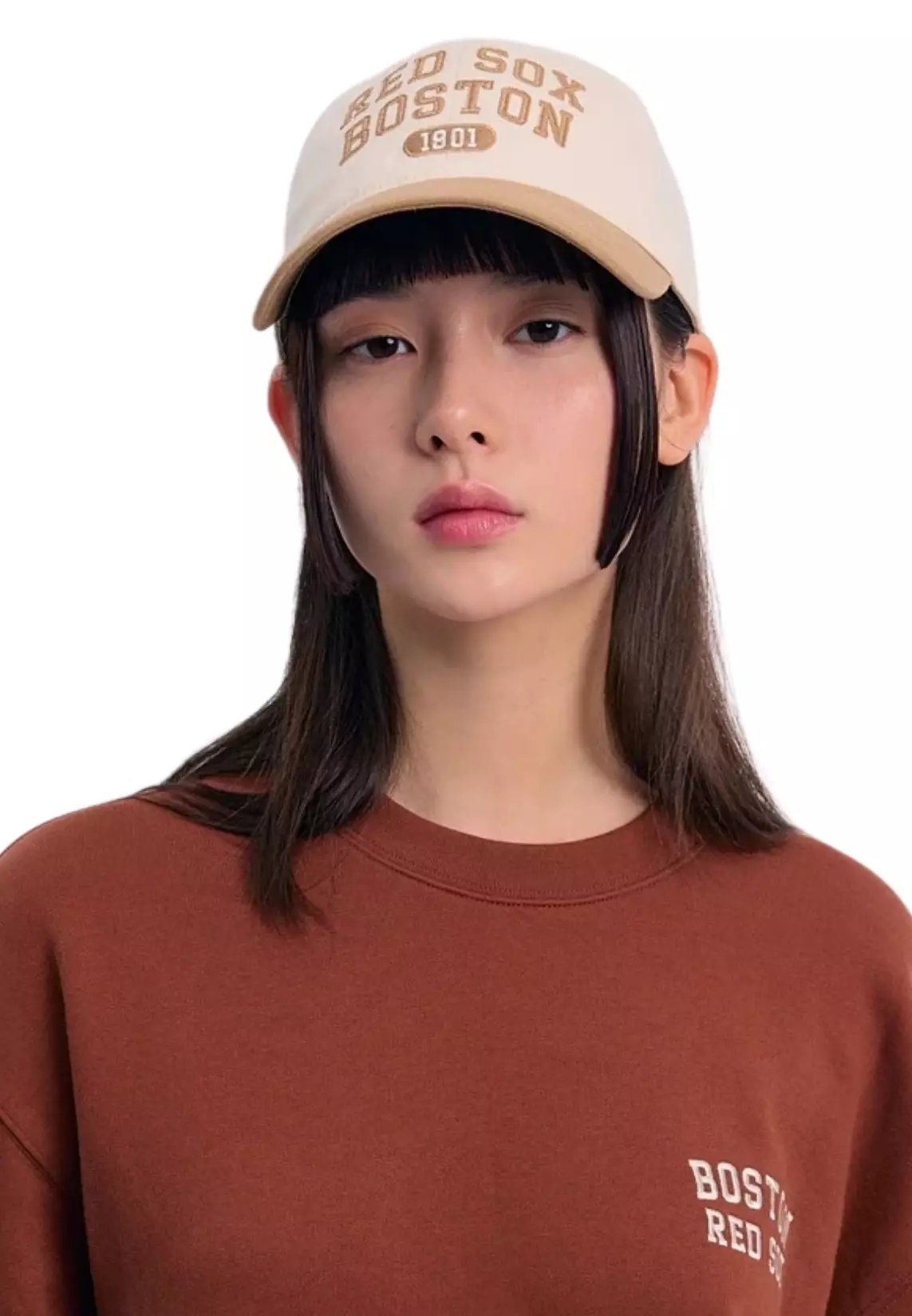 Cursive Logo Color Block Unstructured Cap - Boston Beige