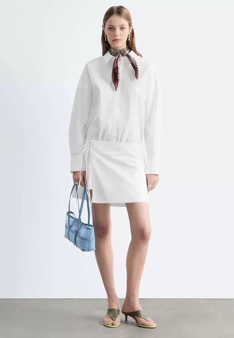Tie-Detail Mini Shirt Dress