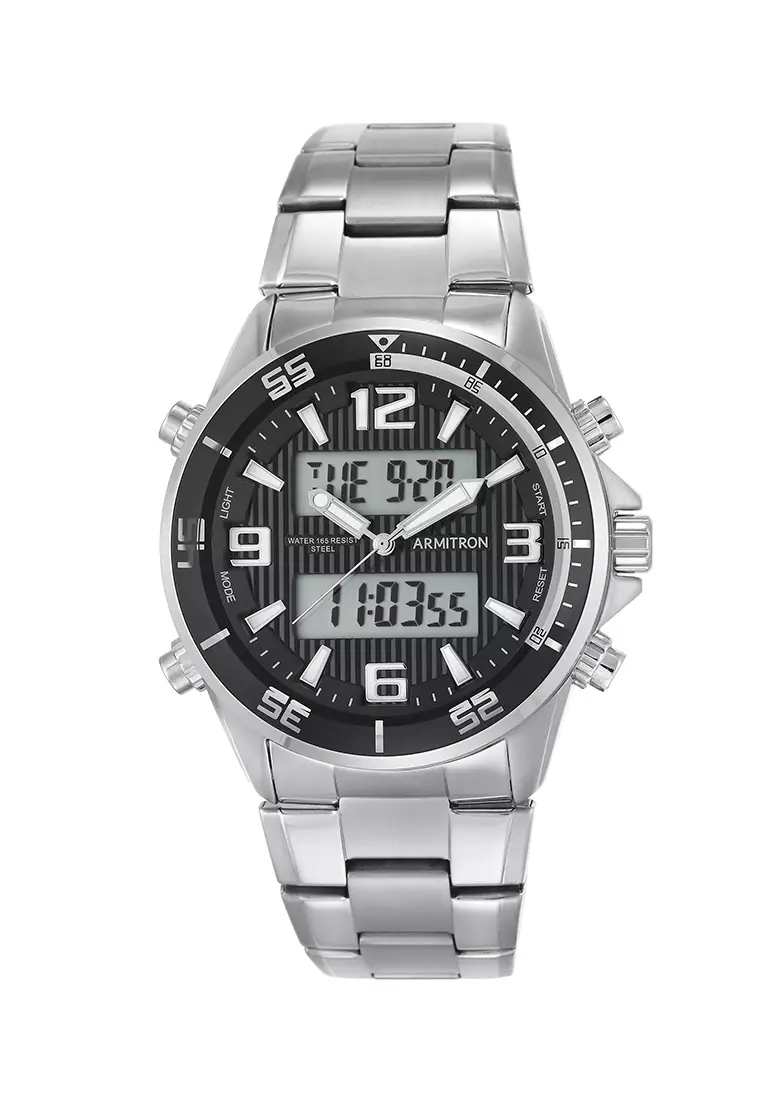 Men's Casual Silver Stainless Steel Strap Ana-Digi Watch AR-20/5182BKSV