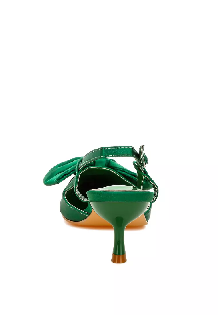 Sandal Slingback Pita Satin Warna Hijau