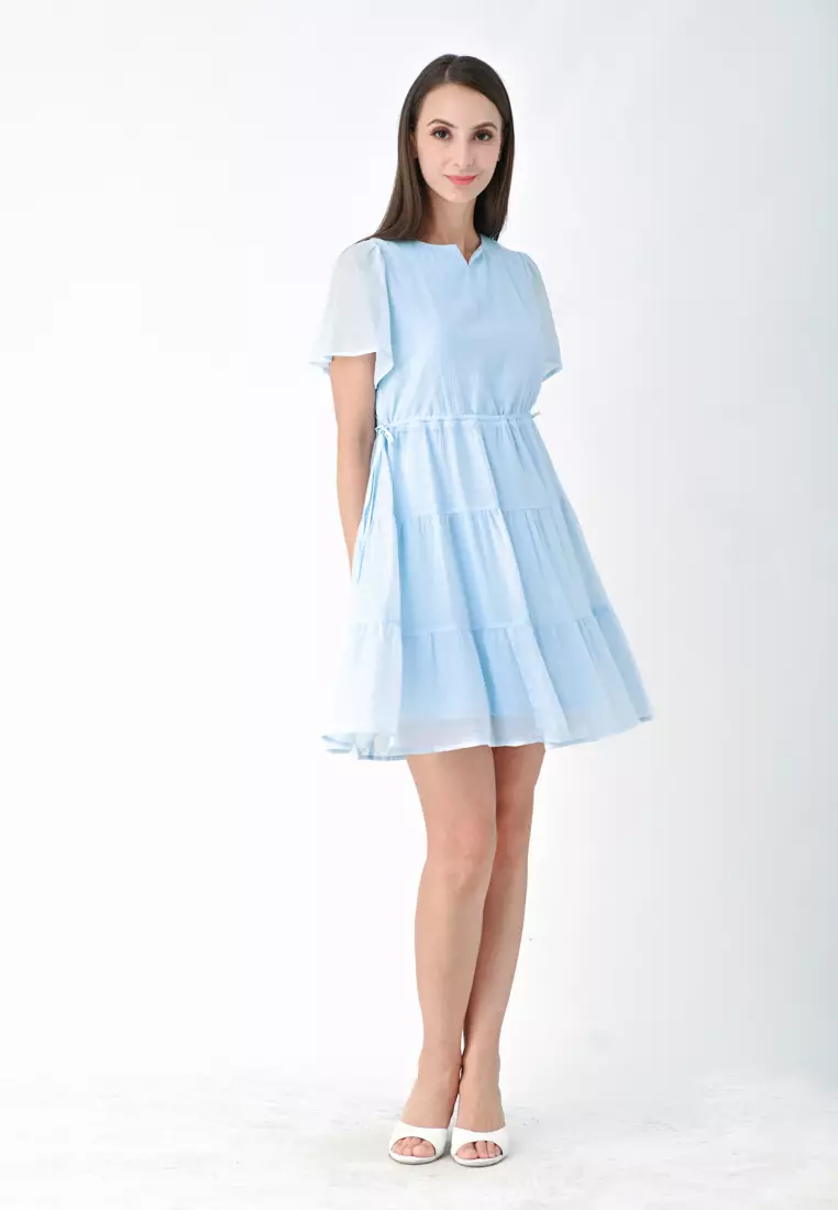 可调节腰围迷你连衣裙