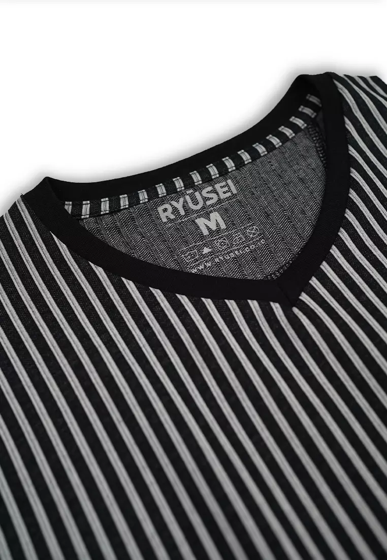 Ryusei Tshirt Yujin Stripe White Black