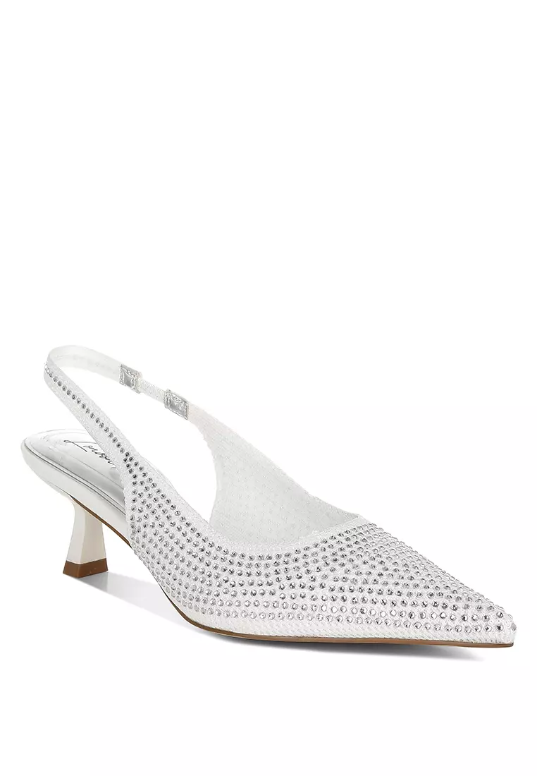 Flyknit Rhinestone Slingback Sandals in White