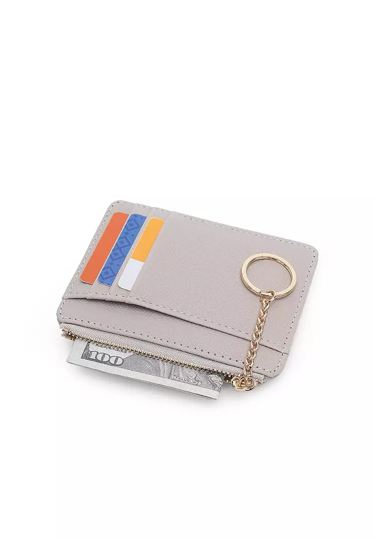 Women's Card Holder With Coin Compartment - Grey