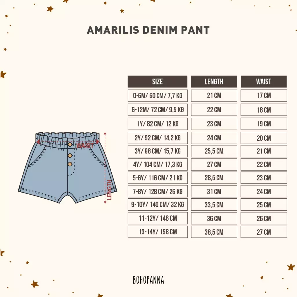 BOHOPANNA - AMARILIS DENIM PANT - CELANA PENDEK ANAK PEREMPUAN