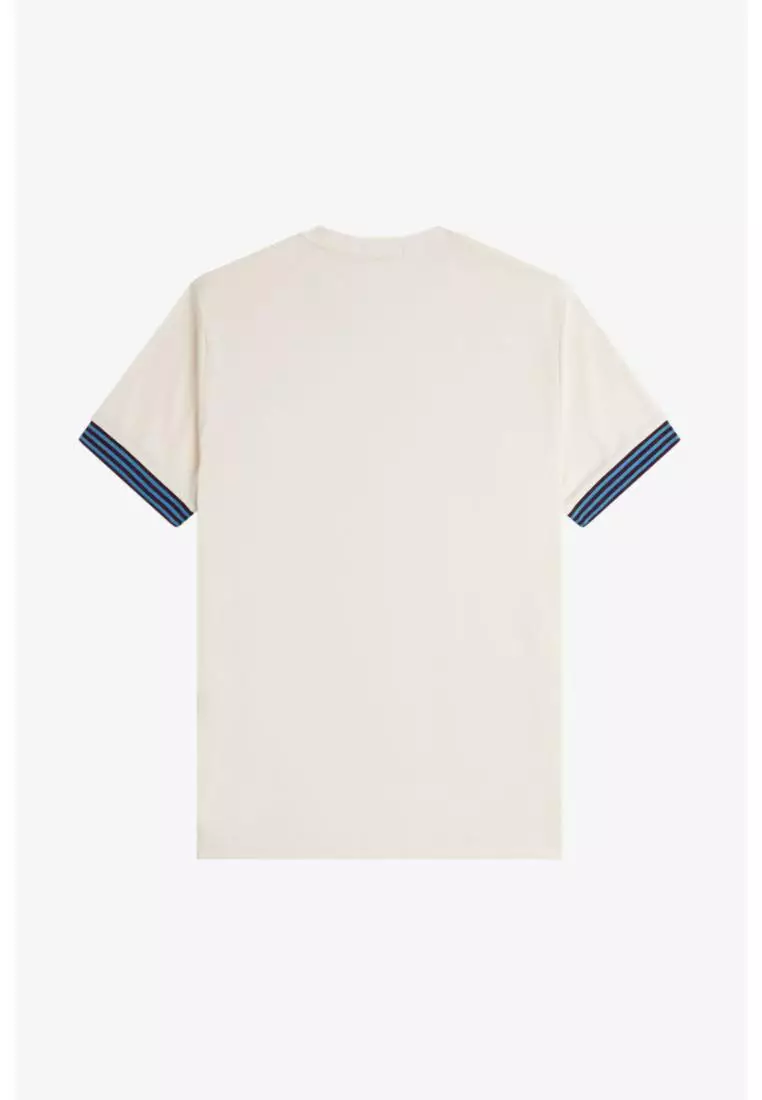 Fred Perry M7707 Striped Cuff T-Shirt (Ecru)