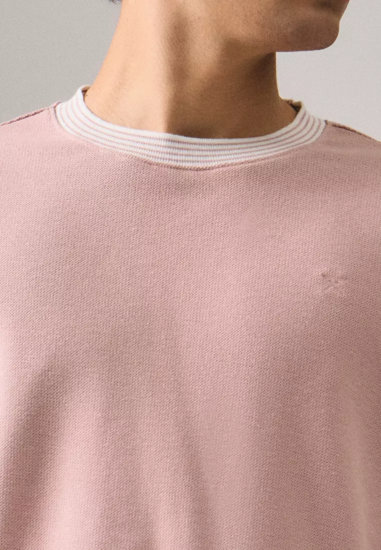 Regular Fit T-Shirt With Multiple Contrast Tipping Detail In Textured Knit