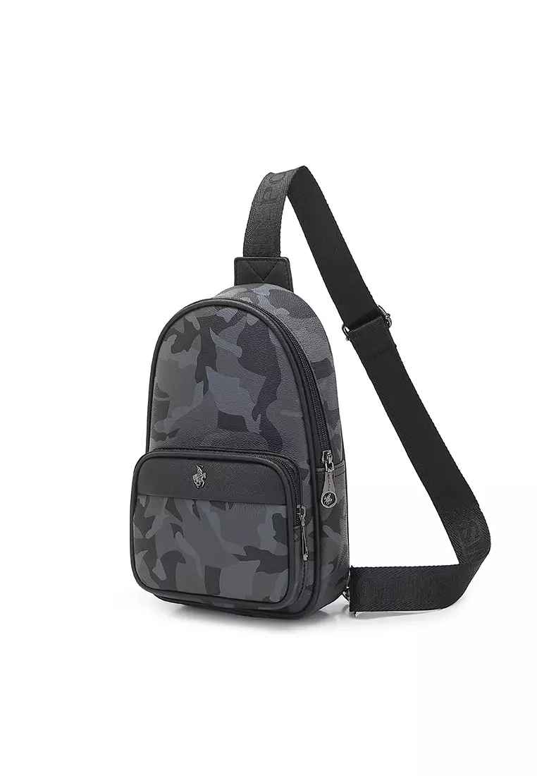 Men's Camouflage Chest Bag / Sling Bag / Crossbody Bag - Black