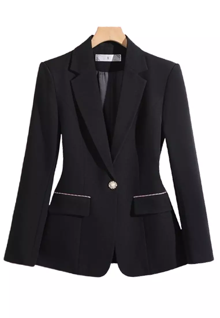 Single Button Slim Suit Blazer