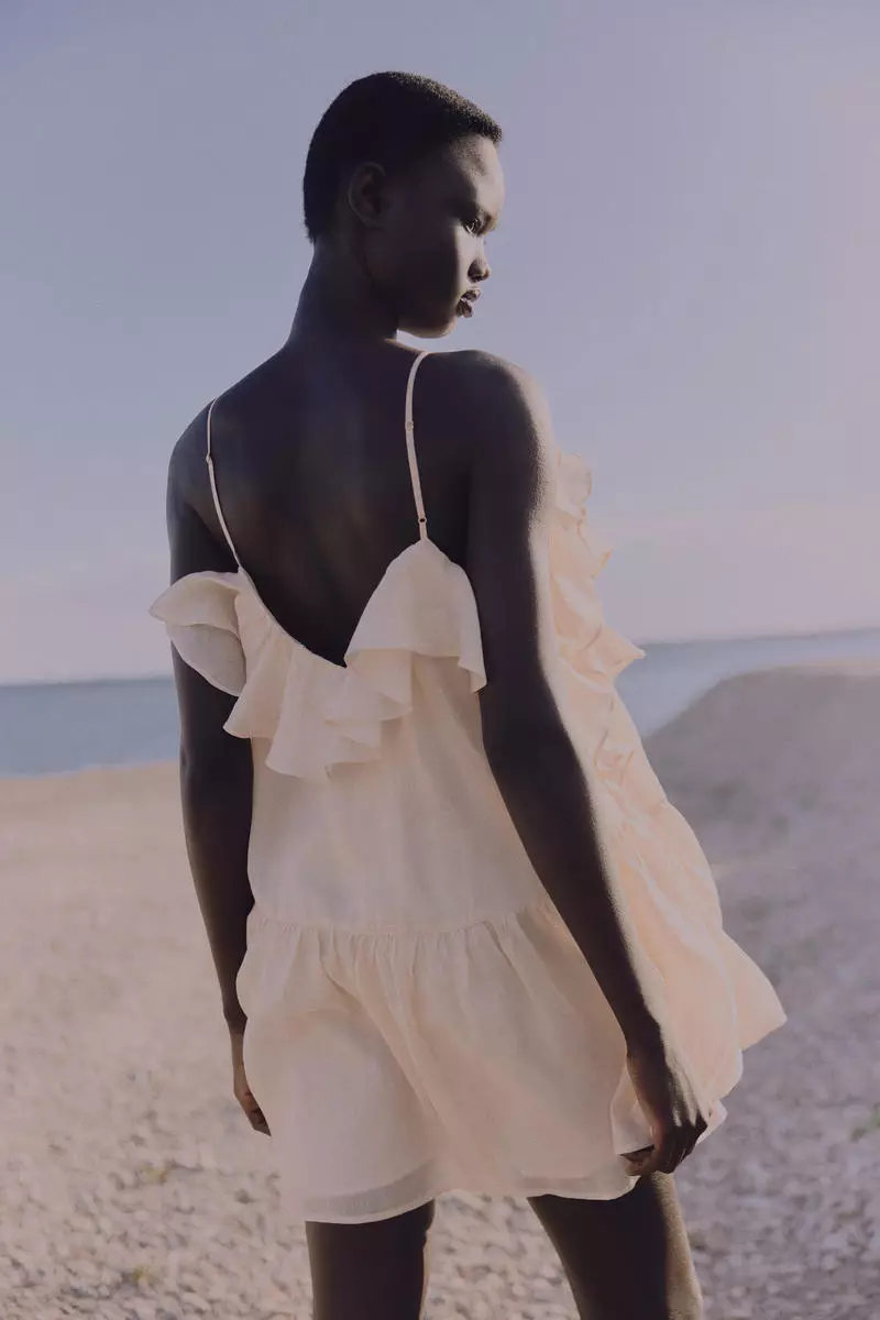 Flounced ramie dress