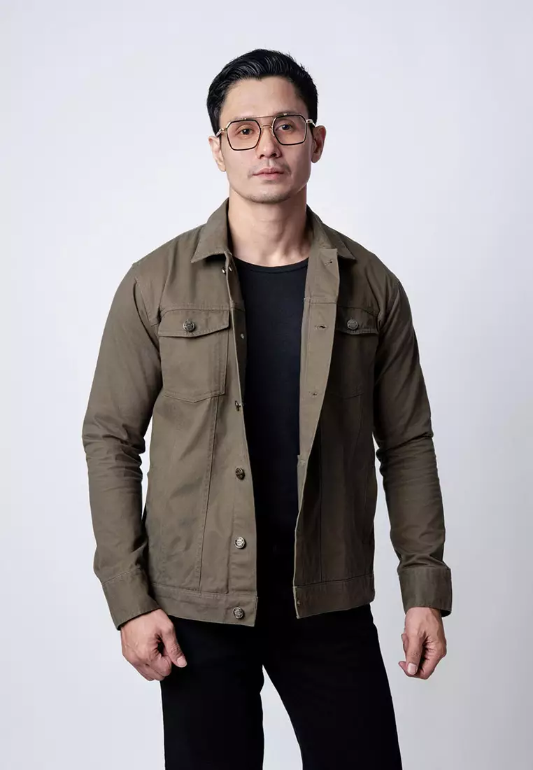 Jacket Trucker Cotton Twill Premium Green Army