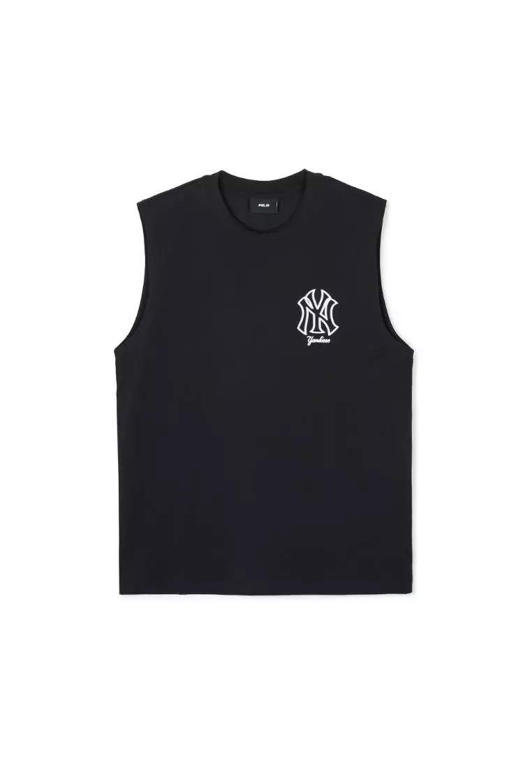 [MLB] Basic Mega Logo Sleeveless T-shirt ★大人気★ MLB Unisex Basic Mega Logo Cool Tech Sleeveless Tee Shirt NY