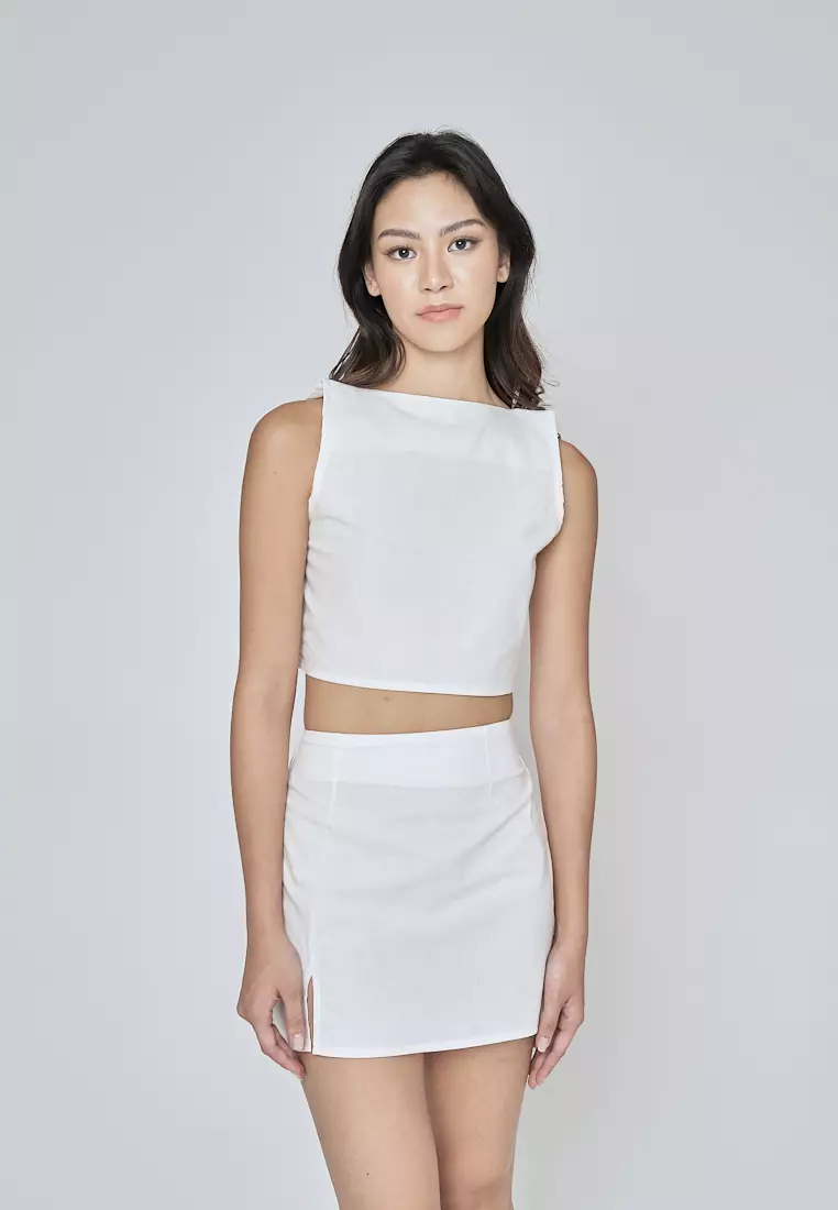 Square Neck Sleeveless Top White