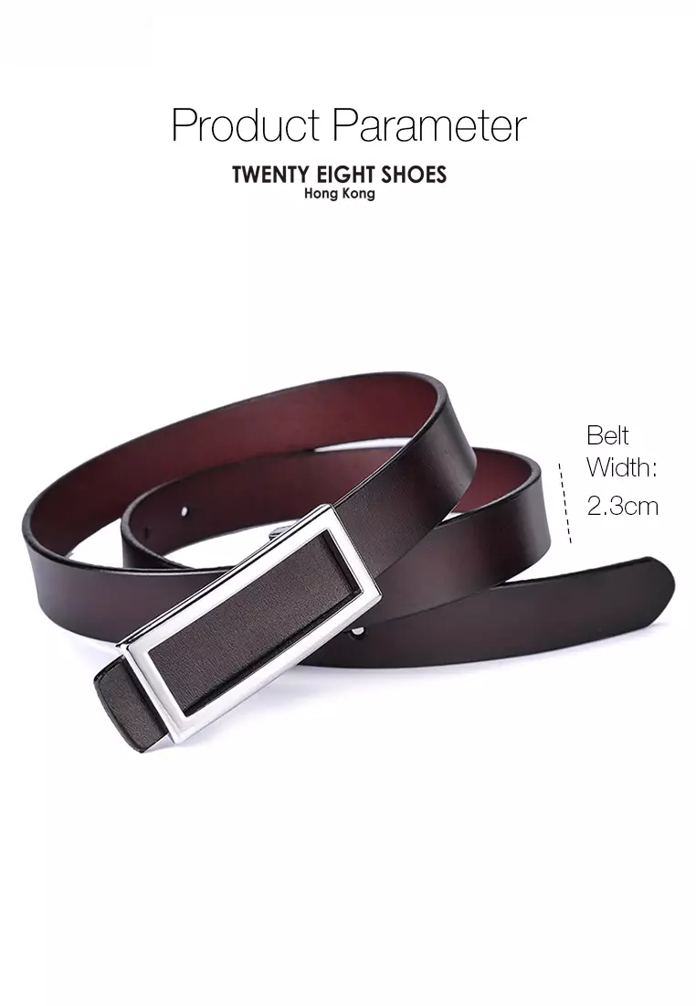 Metal Pin Silver Color Rectangle Buckle Leather Belt JW CY-077.b