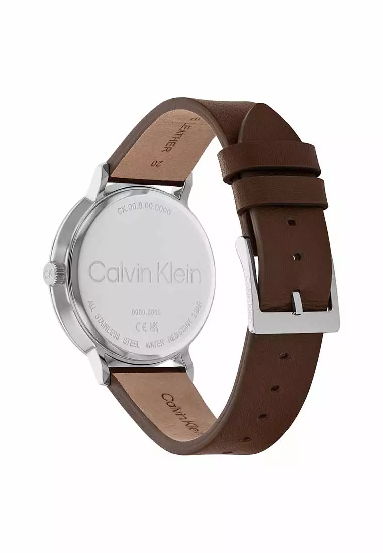 Buy Calvin Klein Modern Men's Watch Brown Leather Strap - Green Dial ...
